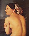 Jean Auguste Dominique Ingres Canvas Paintings - Half-figure of a Bather